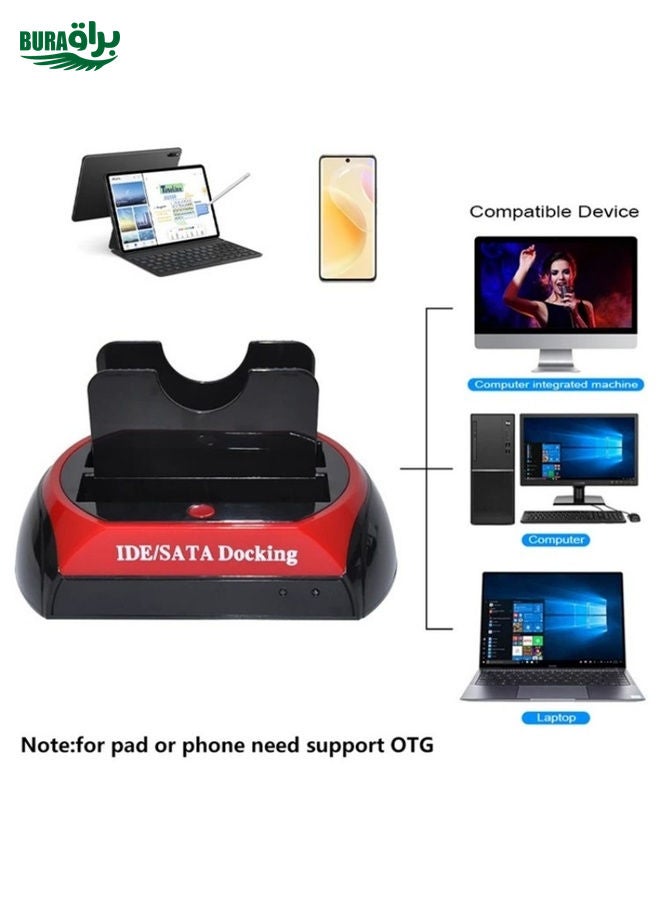 BURAQ 575D USB Hard Disk Holder Laptop Mobile Hard Disk Box 2.5 / 3.5inch SATA IDE HDD Base, Plug:AU Plug  - Image 2