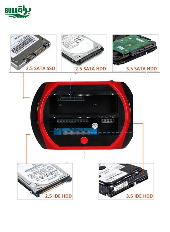 BURAQ 575D USB Hard Disk Holder Laptop Mobile Hard Disk Box 2.5 / 3.5inch SATA IDE HDD Base, Plug:AU Plug  - Image 3