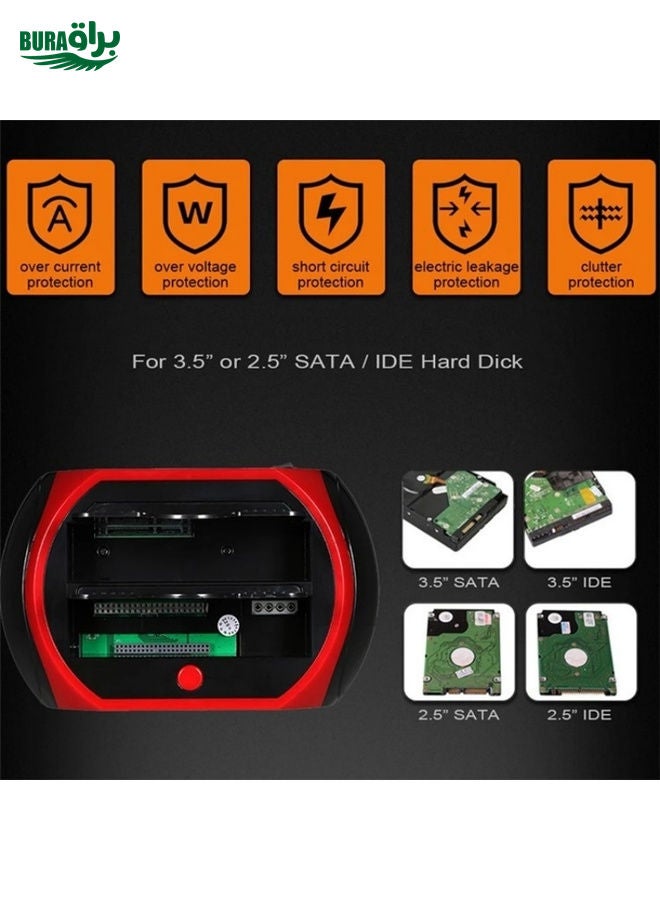 BURAQ 575D USB Hard Disk Holder Laptop Mobile Hard Disk Box 2.5 / 3.5inch SATA IDE HDD Base, Plug:AU Plug  - Image 4