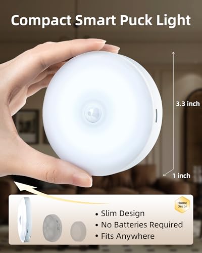 EZVALO 6-Pack Under Cabinet Lighting, Rechargeable Motion Sensor Puck Lights with Remote, 3 Color Temps &12 RGB Colors, Magnetic Stick on Light, Dimmable Under Counter Lights for Kitchen, Shelf, Stair - Image 2