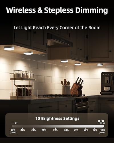 EZVALO 6-Pack Under Cabinet Lighting, Rechargeable Motion Sensor Puck Lights with Remote, 3 Color Temps &12 RGB Colors, Magnetic Stick on Light, Dimmable Under Counter Lights for Kitchen, Shelf, Stair - Image 3