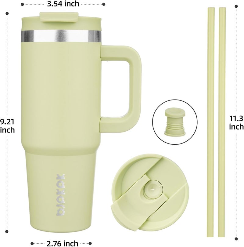 BJPKPK Tumbler With Handle And Straw 30oz Insulated Tumbler Cups With Lid Stainless Steel Travel Coffee Mug,Macaron Green - Image 3