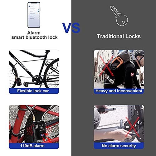 NUNET Nulock Keyless Bluetooth Bike/Motorcycle/Gate Lock IP44 Splash-Proof Cycling Lock with 110db Alarm, 0.38" Diameter 31-inch Braided Steel Cable (2025 Version) - Image 4
