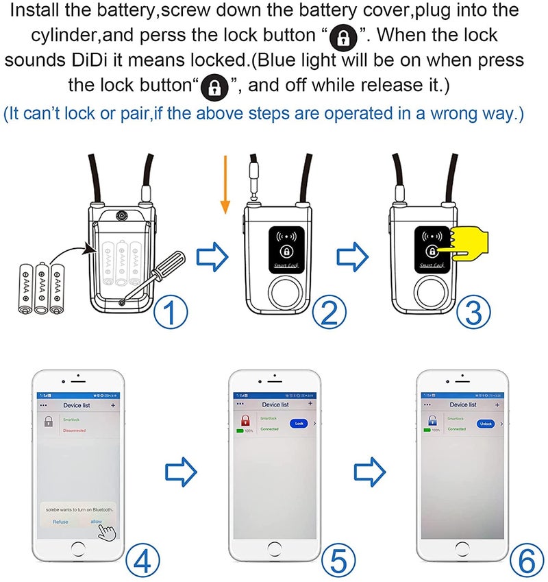 NUNET Nulock Keyless Bluetooth Bike/Motorcycle/Gate Lock IP44 Splash-Proof Cycling Lock with 110db Alarm, 0.38" Diameter 31-inch Braided Steel Cable (2025 Version) - Image 5
