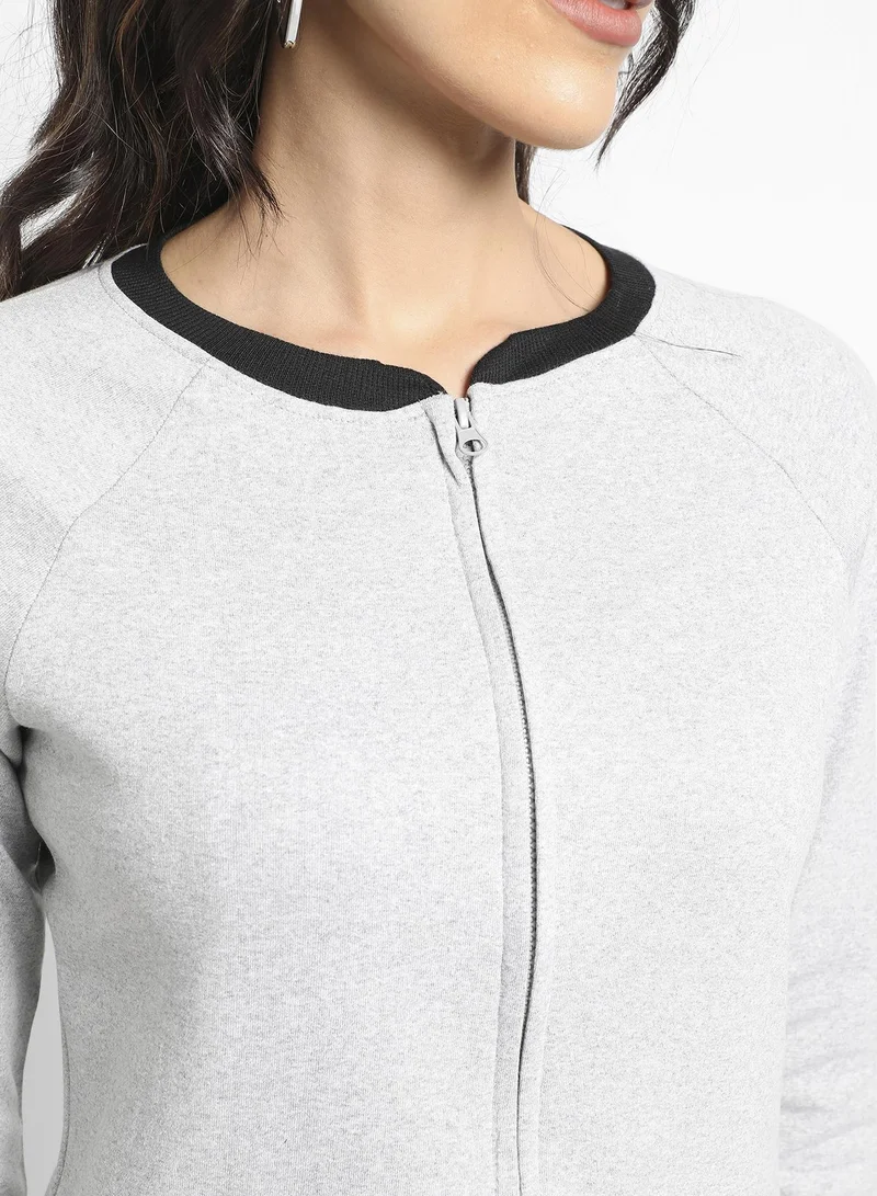 Pinacolada  Women's Grey & Black Colourblock Sweatshirt With Zip-Closure for Women | Best Price UAE