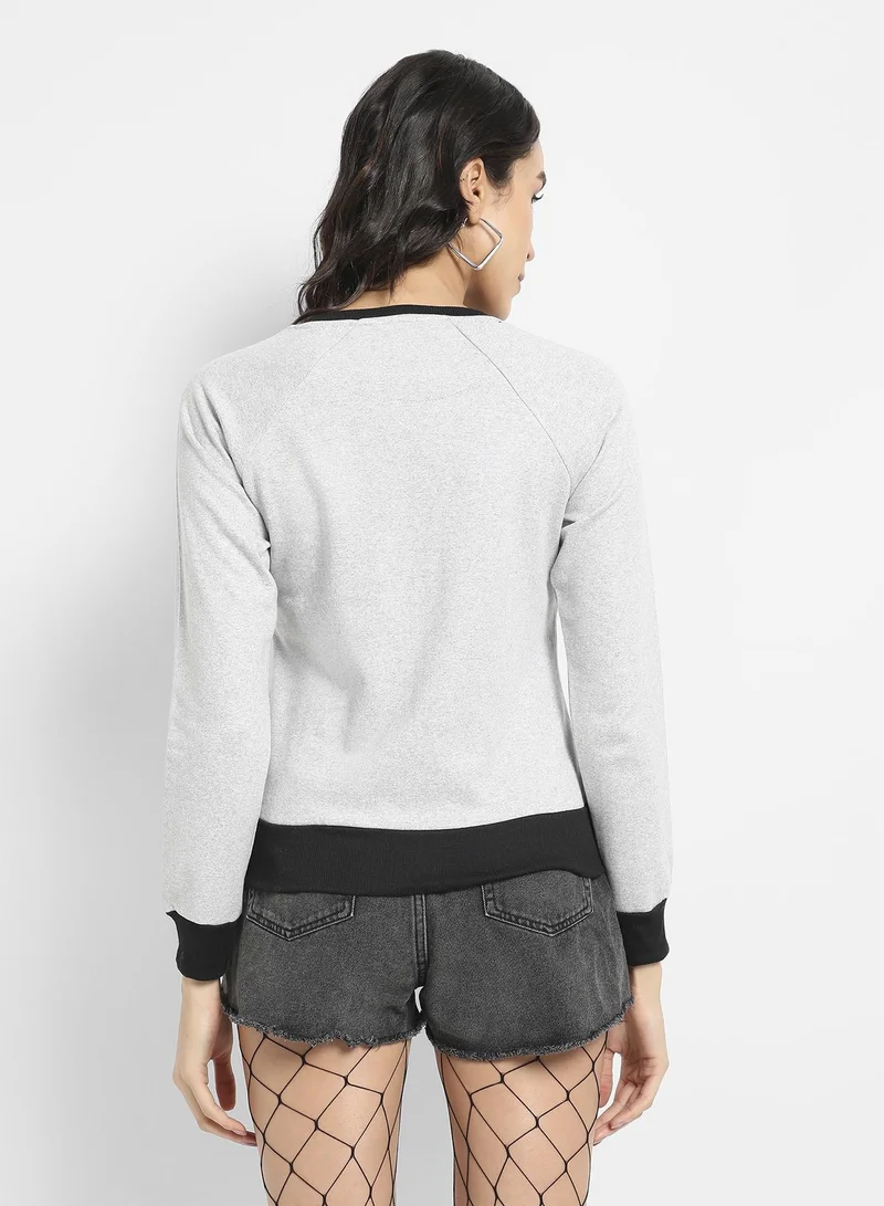 Pinacolada  Women's Grey & Black Colourblock Sweatshirt With Zip-Closure for Women | Best Price UAE