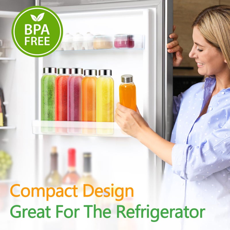 Zukro 24 Pack Glass Water Bottles with Lids 18 oz, Reusable Clear Juice Bottles With Stainless Steel Airtight Cap for Juicing, 100% Leak Proof Juice container Drinking Jar, Fridge Safe, BPA Free - Image 3