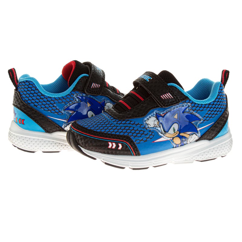 Josmo Kids Sonic The Hedgehog Sneakers LED Light Up Shoe - Slipon Laceless Casual Fashion Athletic Shoes for Boys - Blue Black (Size 7 Toddler) - Image 4