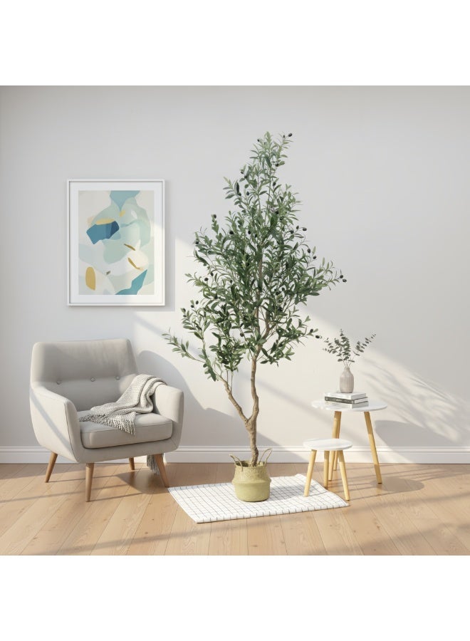 Sharpdo 210cm/7ft Artificial Olive Tree, Lifelike Faux Plant with Realistic Leaves and Olives, Adjustable Branches, for Indoor Home, Living Room, Office, Patio and Aesthetic Decor - Image 4