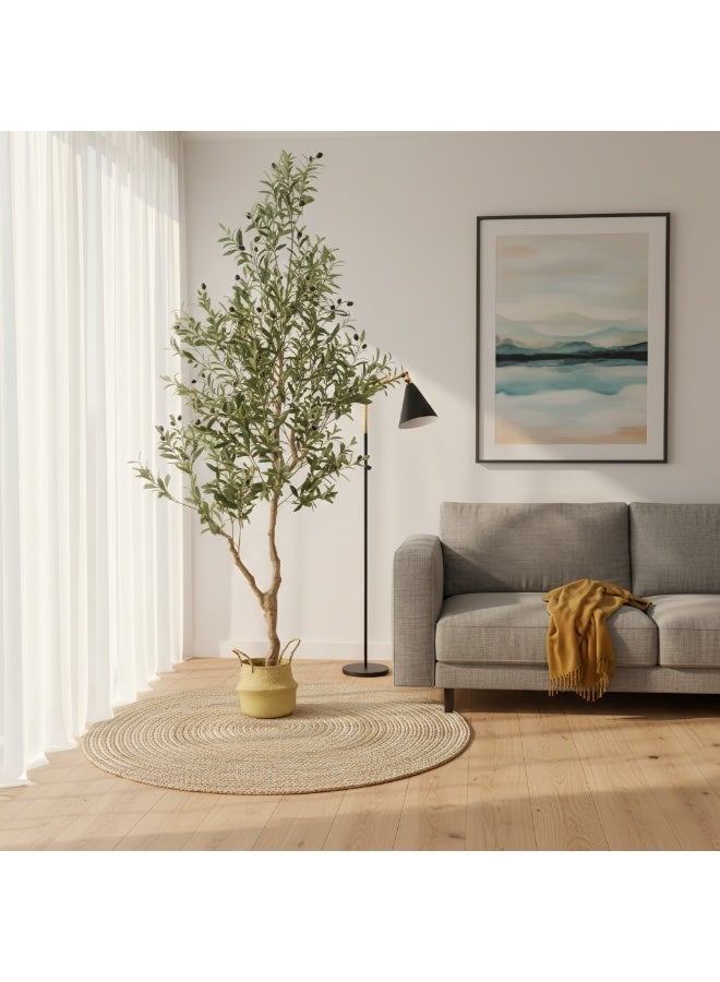 Sharpdo 210cm/7ft Artificial Olive Tree, Lifelike Faux Plant with Realistic Leaves and Olives, Adjustable Branches, for Indoor Home, Living Room, Office, Patio and Aesthetic Decor - Image 3