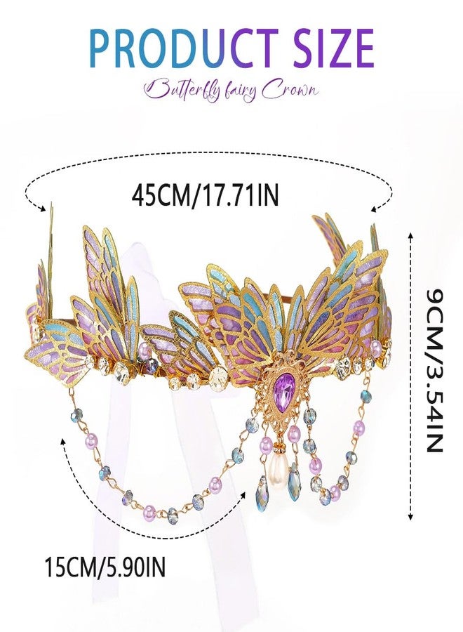 كيلشي تيجان وأغطية رأس على شكل فراشة من كيلشاي، غطاء رأس بنفسجي مرصع بالكريستال، إكسسوارات شعر مستوحاة من عصر النهضة للنساء - Image 4