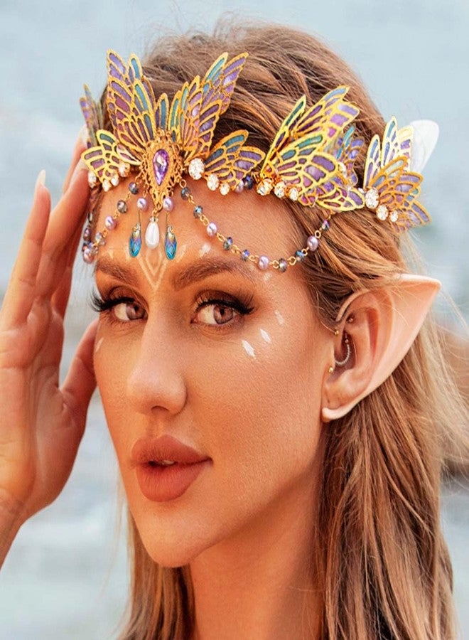 كيلشي تيجان وأغطية رأس على شكل فراشة من كيلشاي، غطاء رأس بنفسجي مرصع بالكريستال، إكسسوارات شعر مستوحاة من عصر النهضة للنساء - Image 3