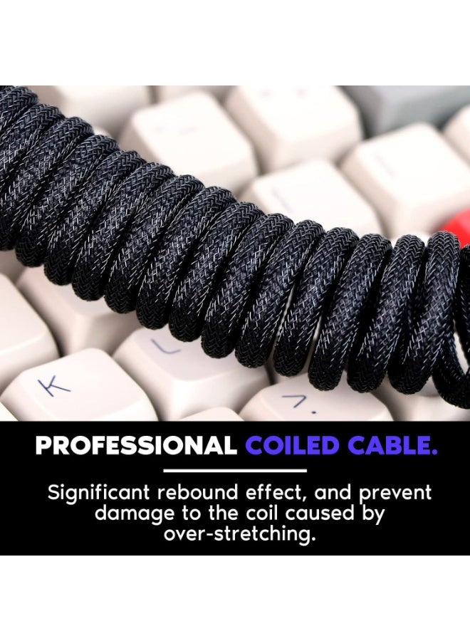 ابوماكر كابل بطول 1.8 متر، ملفوف من النوع C إلى USB A، مصنوع من مادة TPU، مناسب للوحات مفاتيح الألعاب والهواتف المحمولة (أسود) - Image 2