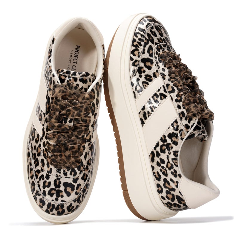 Project Cloud Platform Sneakers for Women - Lightweight Memory Foam Insole Womens Sneakers - Non-Slip Fashion Sneakers for Women Footwear - Women's Fashion Platform Shoes (Nita, LEOVPH,6) Leopard