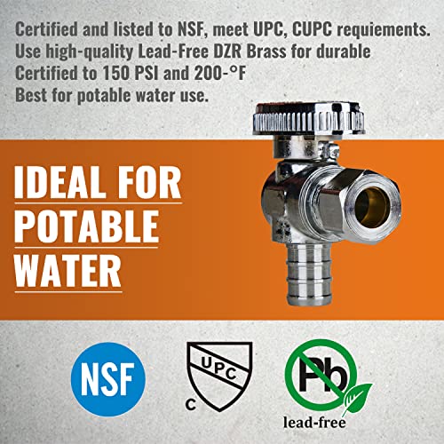 SUNGATOR 12-Pack Angle Stop Valve, 1/2" PEX x 3/8" OD Compression, Quarter Turn Chrome Plated, 1/2 inch Pex Shut Off Valves for Faucet and Toilet, UPC Certified - Image 3