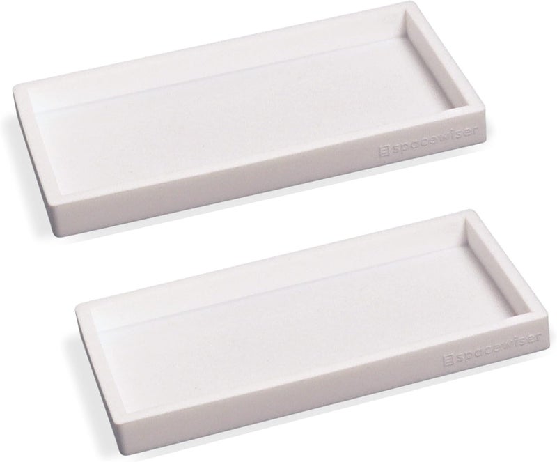 Spacewiser Countertop and Vanity Tray - 2 PC Small 7.7" Silicone Bathroom Trays, Kitchen Soap Tray, Dish Sponge Soap Holder Kitchen Sink Organizer Caddy, Bathroom Counter Trays for Lotion Dispenser - Image 1