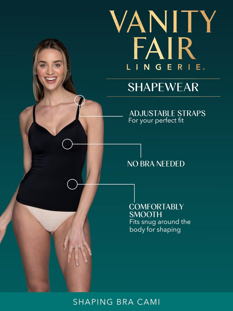 Vanity Fair Women's All Over Smoothing Shapewear for Tummy Control: Tops, Bottoms, Body Suits, Shaping Built-in-Bra Cami - Black, 2X-Large - Image 4