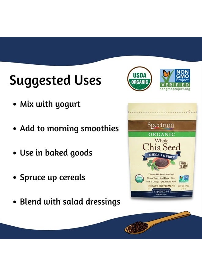 Spectrum Essentials Organic Chia Seed, Omega-3 & Fiber, 12 Oz - Image 4