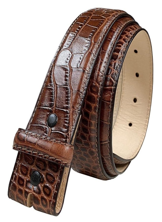 Belts.com 35MM Italian Calfskin Genuine Leather Dress Belt Strap with Snaps 1-3/8"(35mm) Wide (Alligator Brown, 32) - Image 1