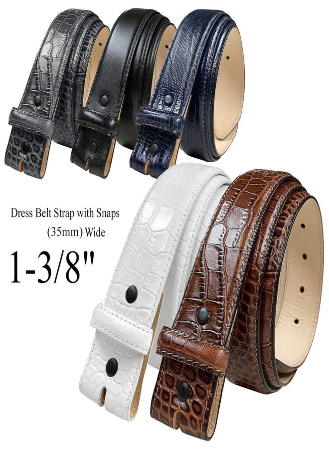 Belts.com 35MM Italian Calfskin Genuine Leather Dress Belt Strap with Snaps 1-3/8"(35mm) Wide (Alligator Brown, 32) - Image 2