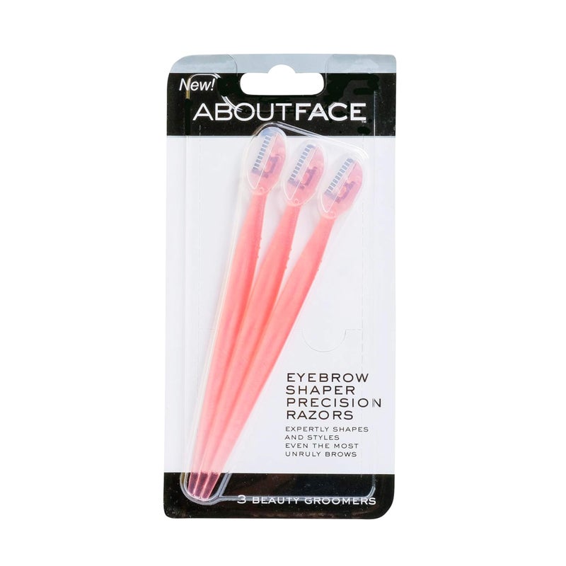 About Face Facial Razor & Eyebrow Shaper (3 Ct) - Removes Peach Fuzz on Cheeks, Chin, or Forehead & Delicately Shapes Eyebrows - Image 1