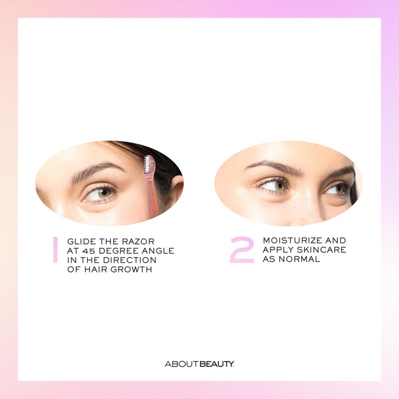 About Face Facial Razor & Eyebrow Shaper (3 Ct) - Removes Peach Fuzz on Cheeks, Chin, or Forehead & Delicately Shapes Eyebrows - Image 5