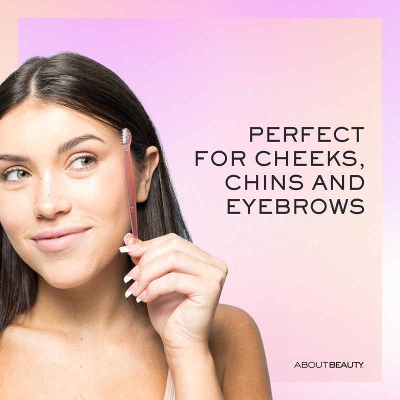 About Face Facial Razor & Eyebrow Shaper (3 Ct) - Removes Peach Fuzz on Cheeks, Chin, or Forehead & Delicately Shapes Eyebrows - Image 3
