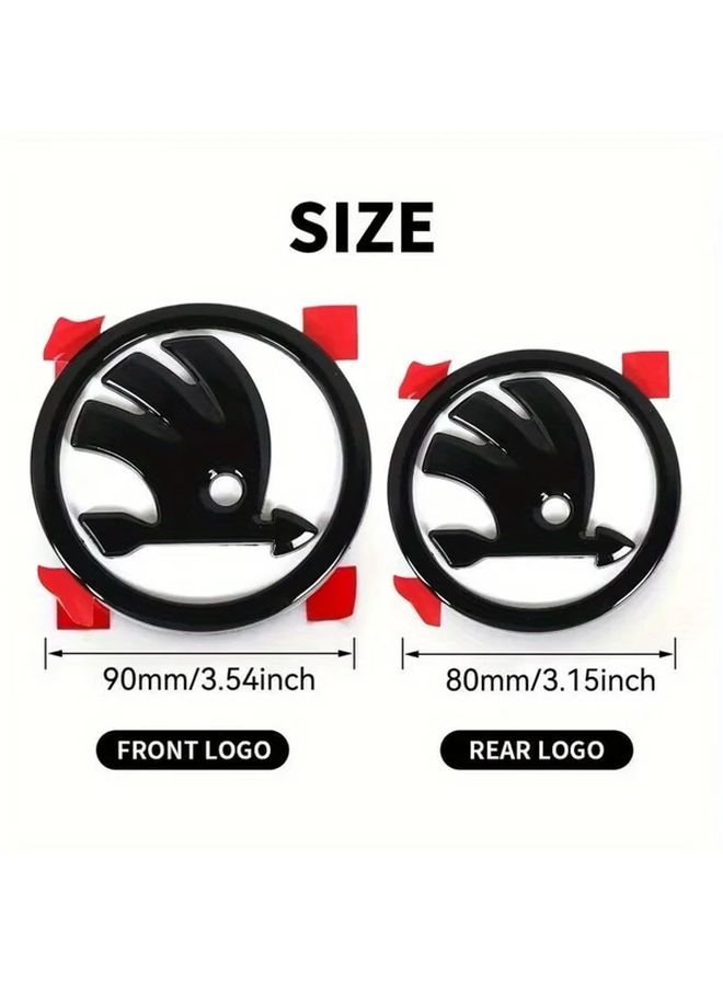 2Pcs Black Car Emblem Badge Stickers Easy Apply Remove for Trunk Front Rear - Image 3