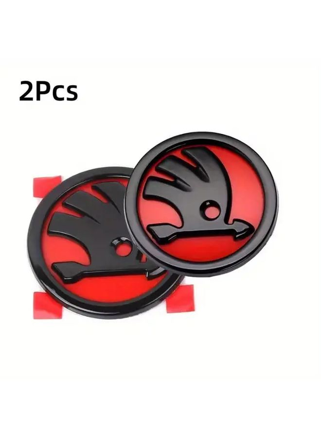 2Pcs Black Car Emblem Badge Stickers Easy Apply Remove for Trunk Front Rear - Image 1