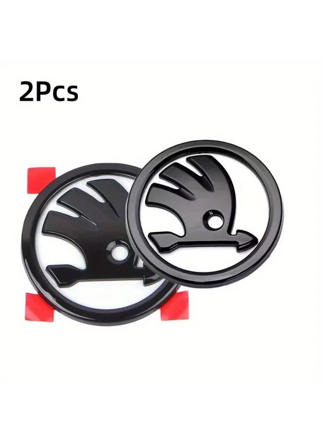 2Pcs Black Car Emblem Badge Stickers Easy Apply Remove for Trunk Front Rear - Image 2