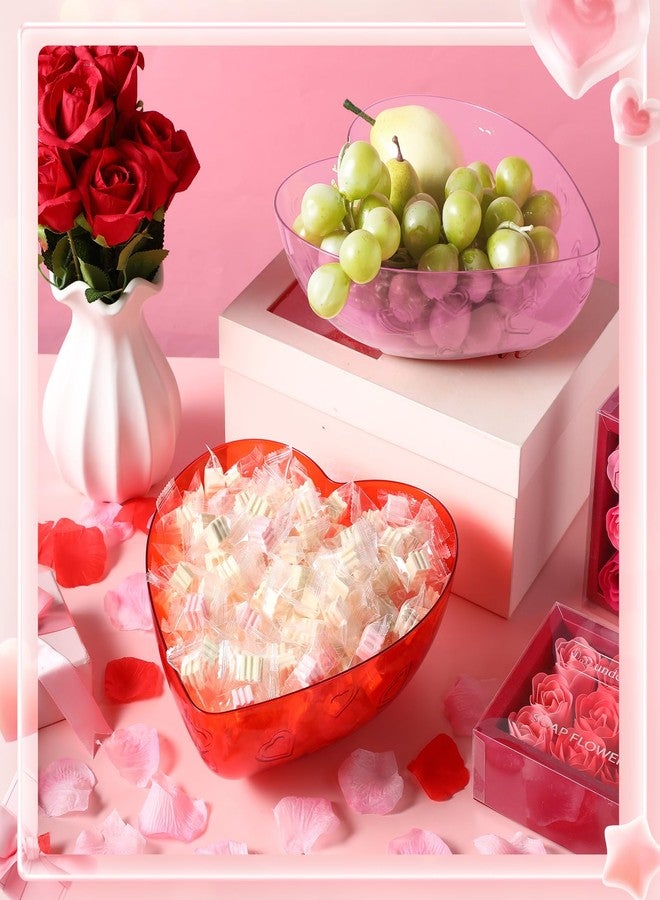 Wiwiqing 2 Pcs Heart Shape Dish 9.65 Inch Valentine Candy Bowl Dishes Plastic Love Fruit Plate Dessert Snack Salad Bowl for Home Valentine Anniversary Wedding (Red and Pink,Heart) - Image 4