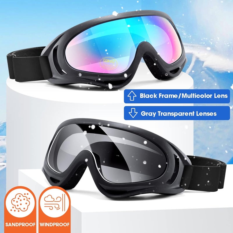 MAMBAOUT 2-Pack Snow Ski Goggles, Snowboard Goggles for Men, Women, Youth, Kids, Boys or Girls - Image 2
