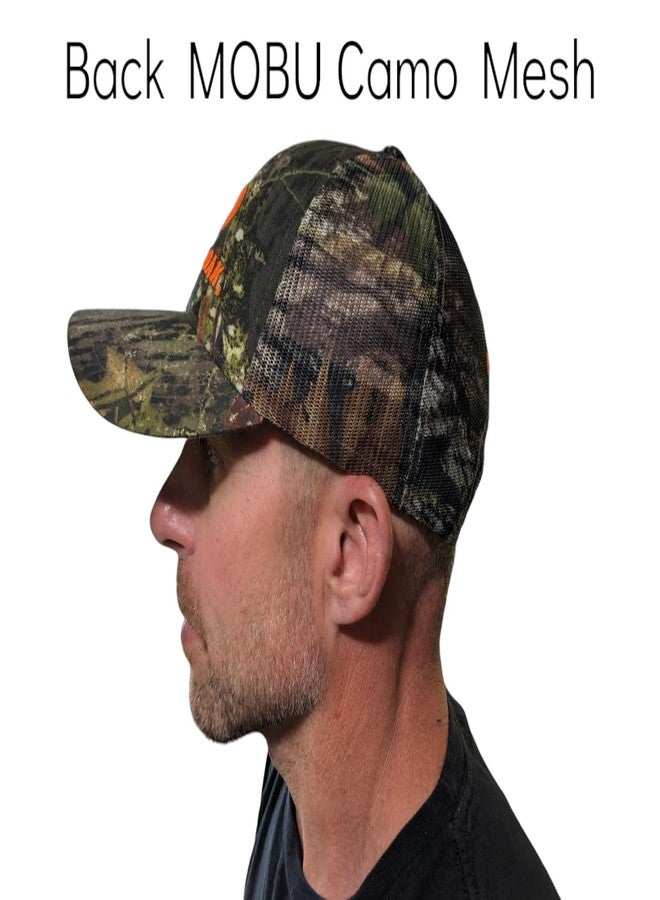 موسي أوك قبعة سائق شاحنة من Mossy Oak BU Blaze Orange Logo Camo MESH مع مشبك خلفي قابل للتعديل، وحزام ماص للعرق، وحافة منحنية مسبقًا (Break Up) - Image 4