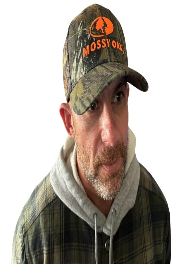 موسي أوك قبعة سائق شاحنة من Mossy Oak BU Blaze Orange Logo Camo MESH مع مشبك خلفي قابل للتعديل، وحزام ماص للعرق، وحافة منحنية مسبقًا (Break Up) - Image 2
