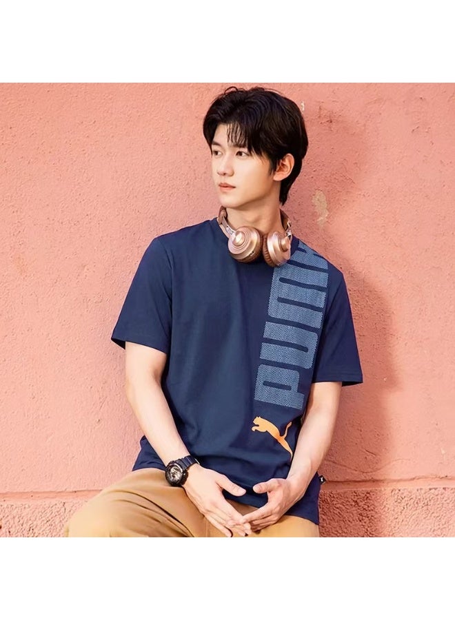 PUMA تي شيرت أساسي يناسب جميع المواسم، ملابس كاجوال بسيطة - Image 3