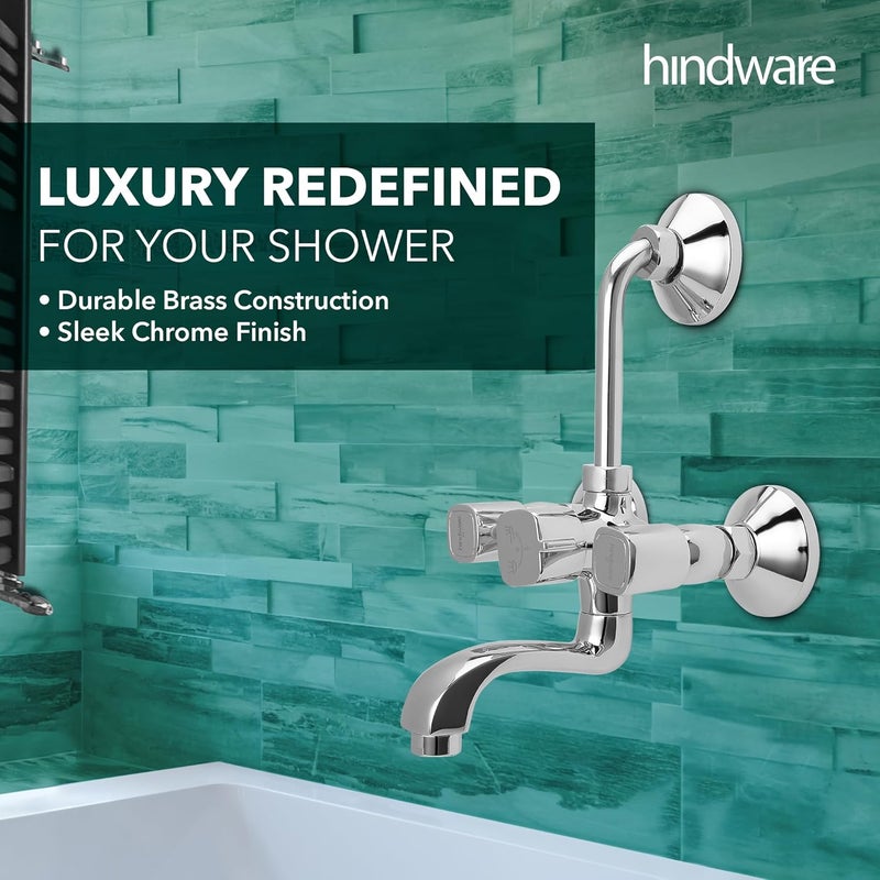 Hindware F740020CP Dove Hot and Cold Wall Mixer with Overhead Shower Provision Brass with Chrome Finish - Image 3