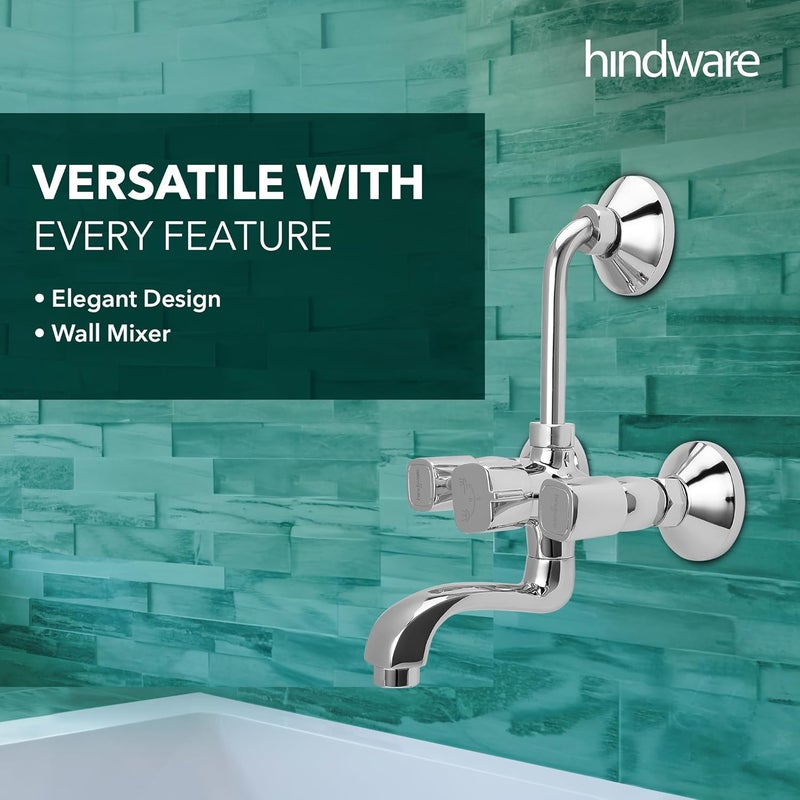 Hindware F740020CP Dove Hot and Cold Wall Mixer with Overhead Shower Provision Brass with Chrome Finish - Image 4