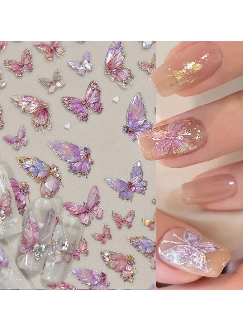 Goolsky Sparkling 5D Butterfly Nail Art Stickers - Self-Adhesive, Hypoallergenic Decals for DIY Manicure & Pedicure - Image 5