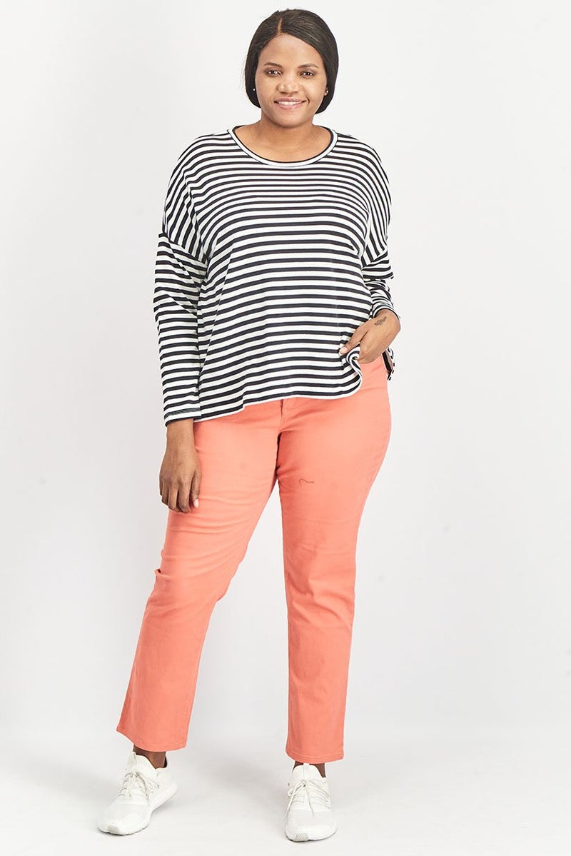 Tchibo Women Round Neck Long Sleeve Stripe Top, Black - Image 4