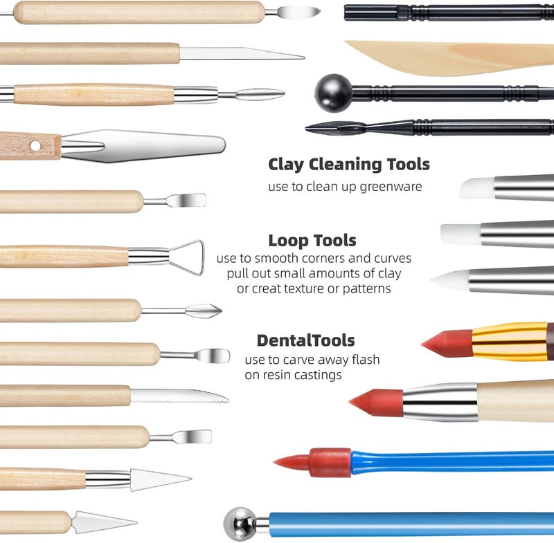 TEMONTIAN Clay Sculpting Tools,Air Dry,Pottery Tools,44 Pcs Double Sided Polymer Clay Tools Kit,Ceramics, Modeling Tools with Carrying Case Bag - Image 2
