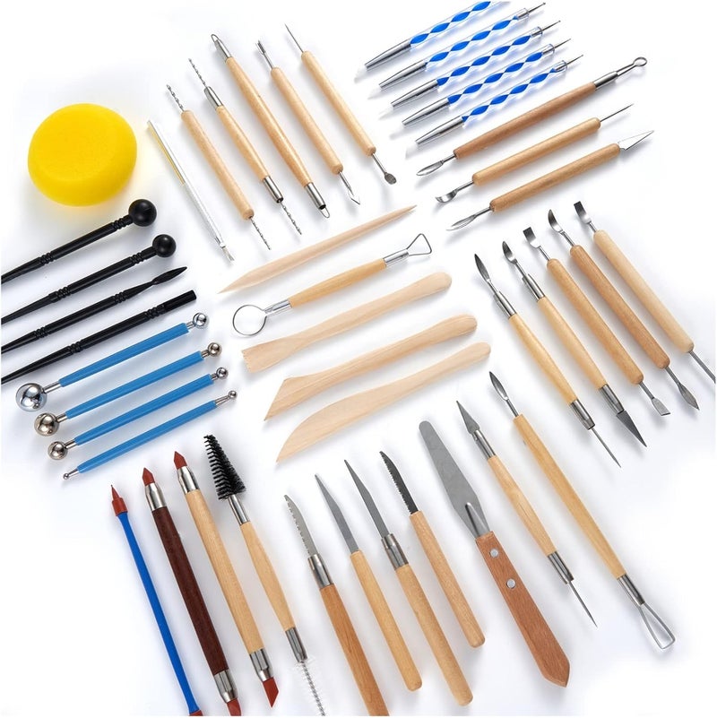 TEMONTIAN Clay Sculpting Tools,Air Dry,Pottery Tools,44 Pcs Double Sided Polymer Clay Tools Kit,Ceramics, Modeling Tools with Carrying Case Bag - Image 3