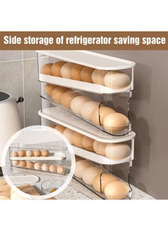 Hihonor Egg Holder for Fridge, Auto Rolling Fridge Egg Organizer, Space Saving Eggs Dispenser for Refrigerator Storager, 2 Tiers Large Capacity Eggs Dispenser  - Image 4