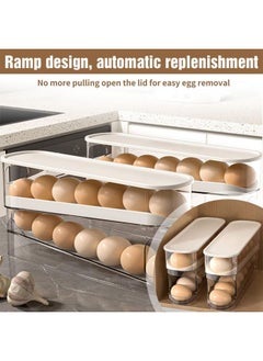 Hihonor Egg Holder for Fridge, Auto Rolling Fridge Egg Organizer, Space Saving Eggs Dispenser for Refrigerator Storager, 2 Tiers Large Capacity Eggs Dispenser  - Image 5