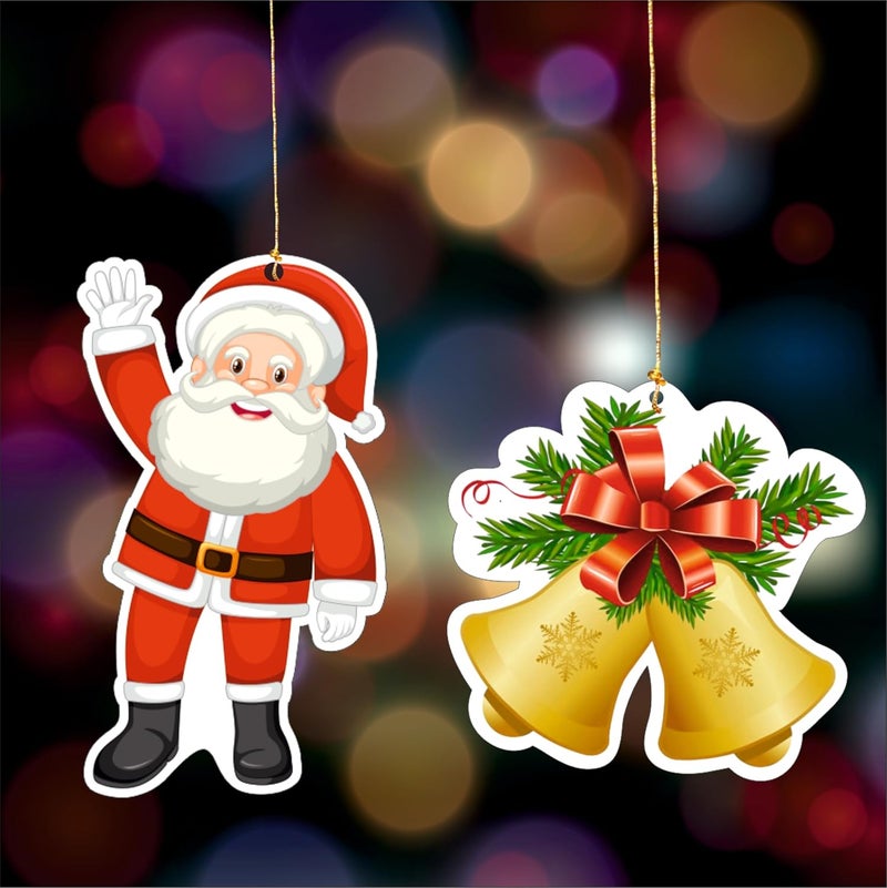 Party Baazaar Party Baazaar Merry Christmas Hanging Dangler Santa Bells Paper Hanging Cutout for Christmas Decoration Pack of 20 PCs