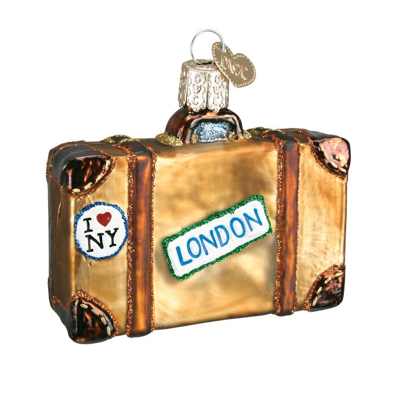 Old World Christmas Cities Places and Landmarks Glass Blown Ornaments for Christmas Tree Suitcase