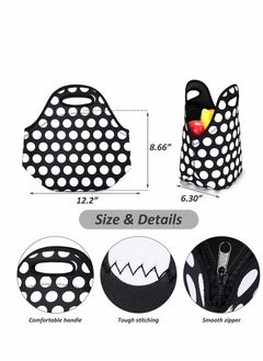 KASTWAVE Lunch Bag, Neoprene Bags Thermal Insulated Tote, Kids, Reusable Washable Picnic, Premium Stitching, Outside Pocket, for Men Womens  - Image 4