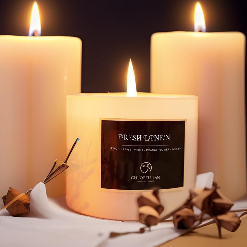 Chloefu LAN Fresh Linen Scented Candle Sets Luxury Soy Jar Candle 7.1oz|45 Hour Long Lasting Burn Highly Scented Valentines Gifts for Men & Women All-Natural Soy Wax Candle 2 Pack - Image 3