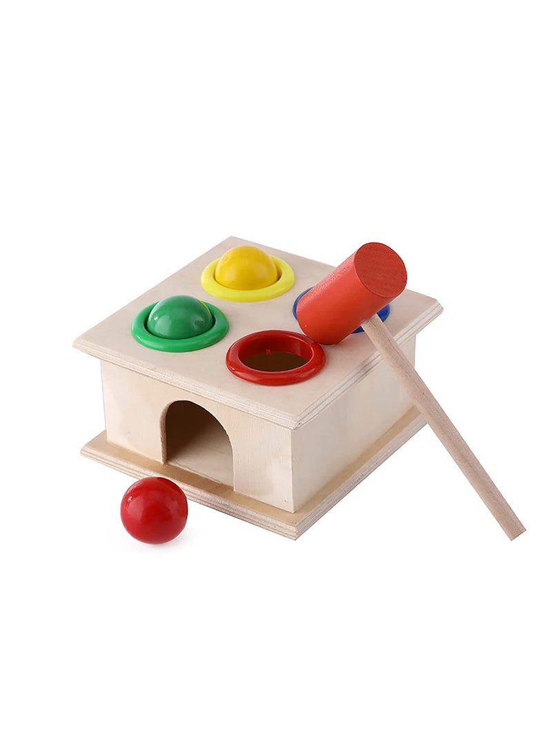 Wooden Square Hammer Box Wooden Hammer Case Toy Knock Pounding Bench for Kids Early Educational Activity Toys for 2+ Year Old Boys  Girls - Image 1