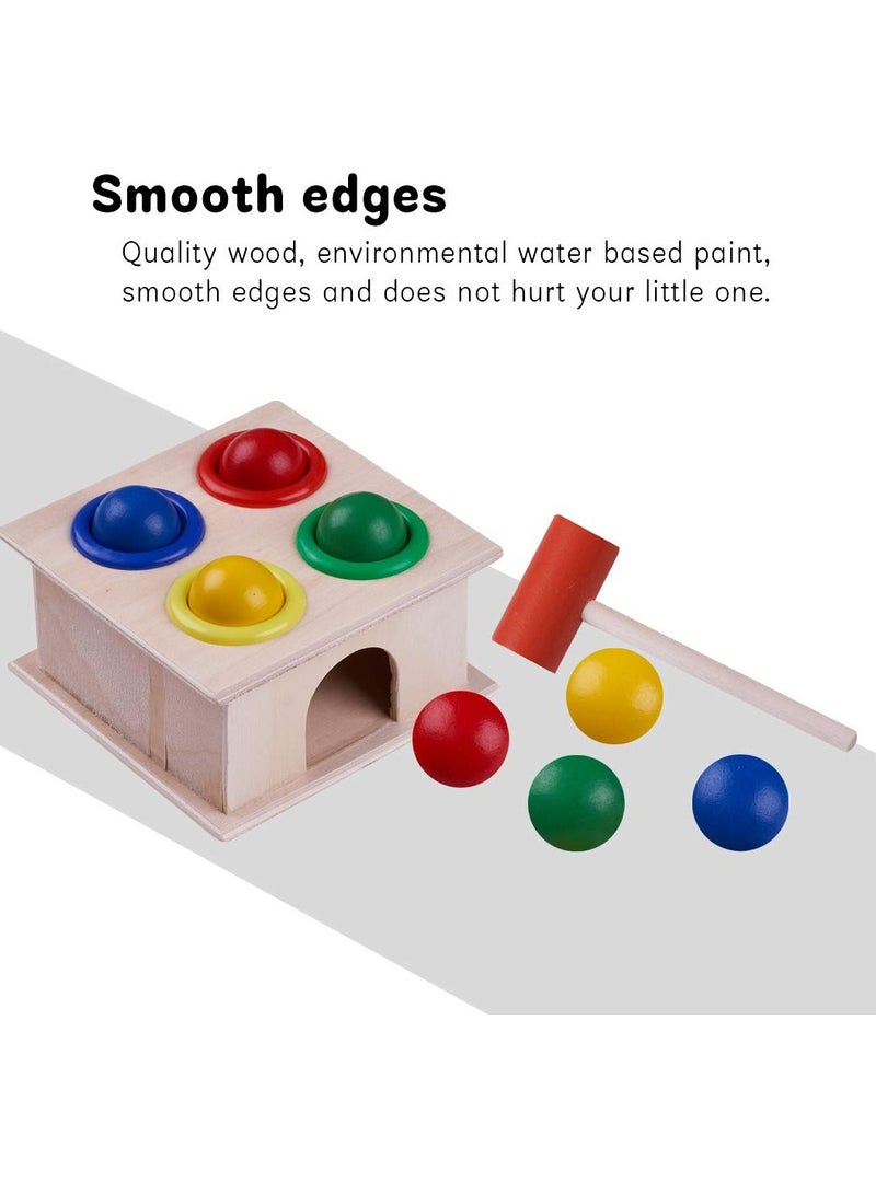 Wooden Square Hammer Box Wooden Hammer Case Toy Knock Pounding Bench for Kids Early Educational Activity Toys for 2+ Year Old Boys  Girls - Image 2