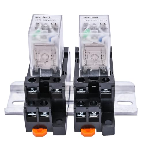 mxuteuk 2pcs JQX-13FL DC 12V Coil 8 Pin 10A DPDT LED Indicator Electromagnetic Power Relay, with Base, with DIN Rail Slotted Aluminum - Image 5